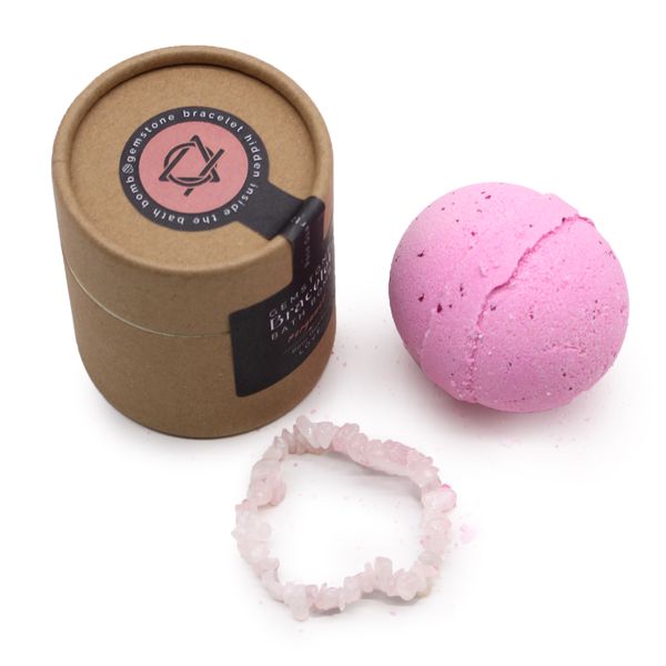 Bomba de Baño con Pulseras de Gemas - Cuarzo Rosa
