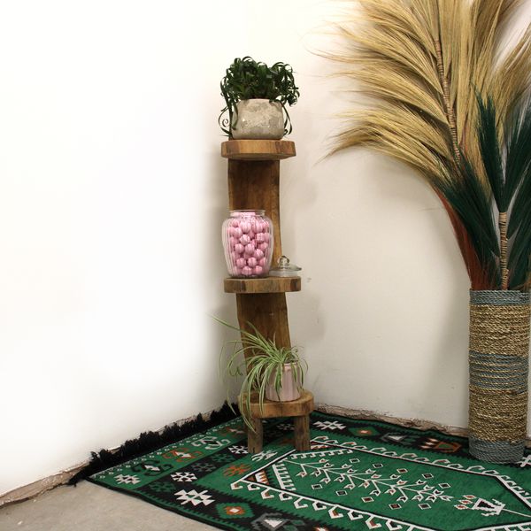 Estantería de Leños con 3 Estanterías de Madera de Teca Natural 100cm de altura