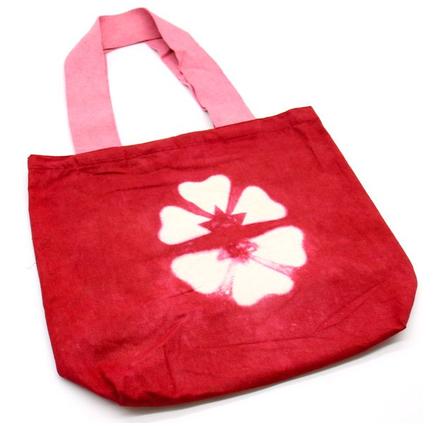 Bolsos de Algodón Natural Tye-Dye - 38x42x12cm - Flor Granate - Asa Rosa