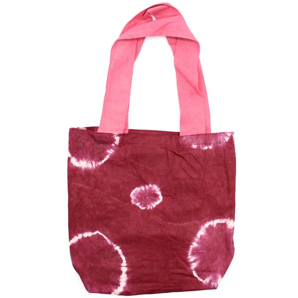 Bolsos de Algodón Natural Tye-Dye - 38x42x12cm - Anillos Granate  Asa - Rosa