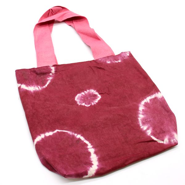 Bolsos de Algodón Natural Tye-Dye - 38x42x12cm - Anillos Granate  Asa - Rosa