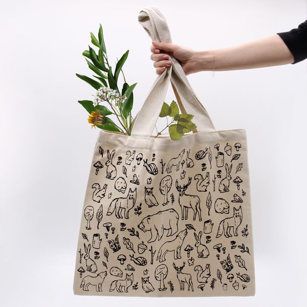 Bolsa de Algodón - 38x42cm - Vida en el Bosque