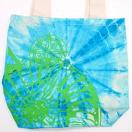 Bolsa de Algodón Tye-Dye - 38x42x12cm - Concha Marina - Azul/Verde - Asa Verde
