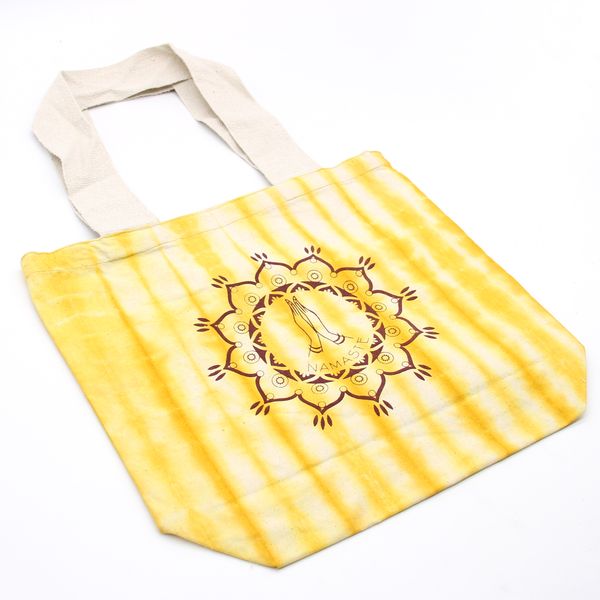 Bolsa de Algodón Tye-Dye - 38x42x12cm - Manos Namaste - Amarillo - Asa Natural