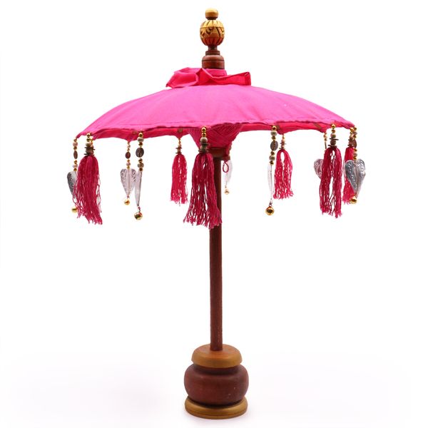 Sombrilla Bali Decoracion de Hogar  - Algodon - Rosa - 40cm