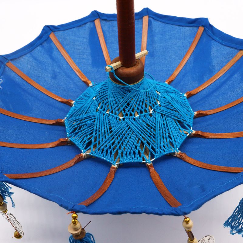 Sombrilla de Bali Decoracion de Hogar - Algodon - Azul - 40cm