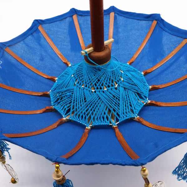 Sombrilla de Bali Decoracion de Hogar - Algodon - Azul - 40cm