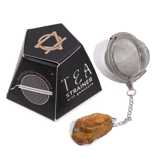 Colador de té de piedras preciosas - Ojo de tigre dorado