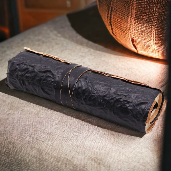 Cuaderno de viaje de piel enrollada - Negro