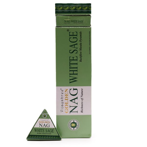Conos de Incienso Reflujo Jumbo Golden Nag - Salvia Blanca