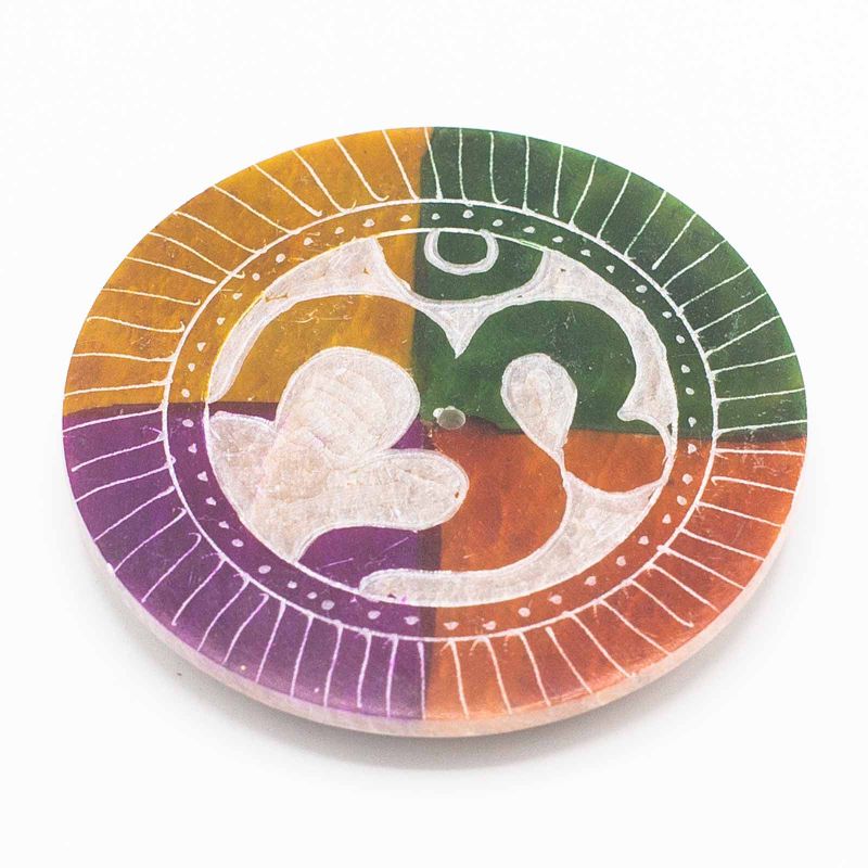 Porta Incienso en forma de Disco de Esteatita 8cm - Om