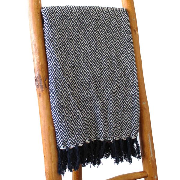 Mantas Boho Comfort - 125x150cm - Azul Marino Zigzag