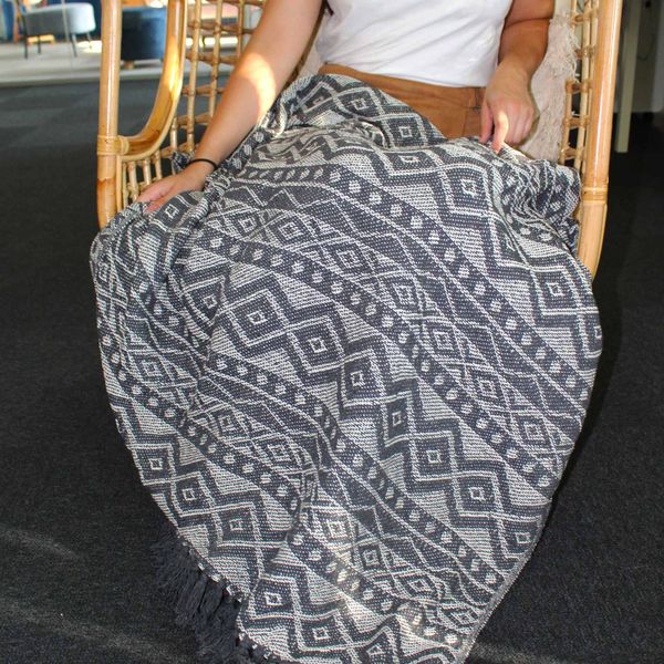 Mantas Boho Comfort - 125x150cm - Gris Geométrico