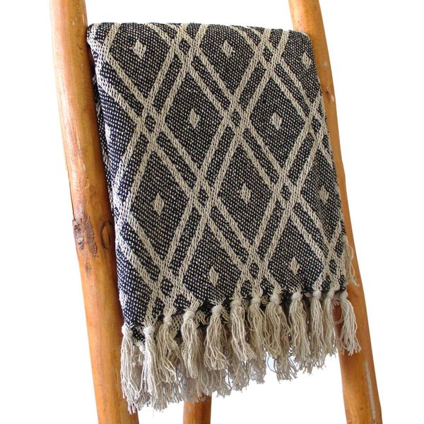 Mantas Boho Comfort - 125x150cm - Negro y Beige