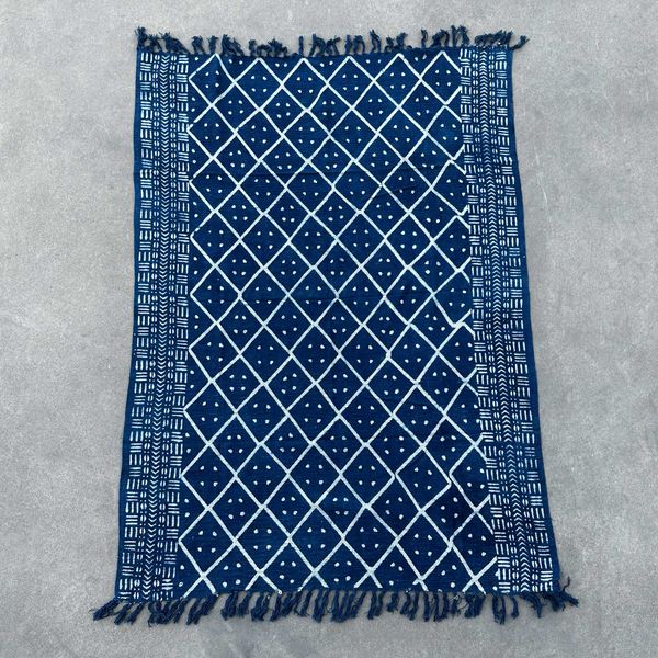 Manta Indigo Hecha a Mano - 170x120cm - Midnight Heerak