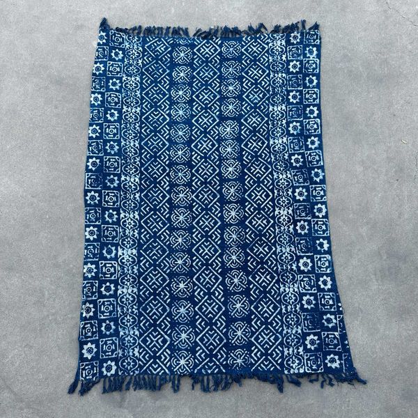 Manta Indigo Hecha a Mano - 170x120cm - Desi Stripes