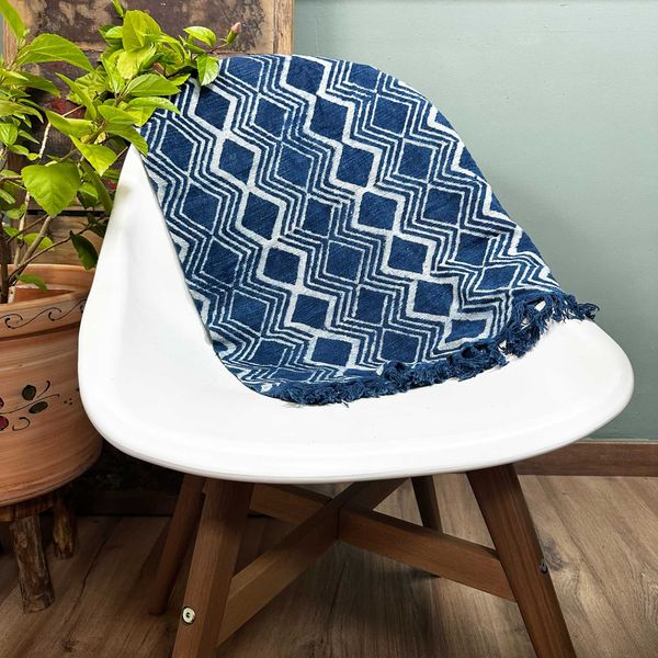 Manta Indigo Hecha a Mano - 170x60cm - Heerak Patern