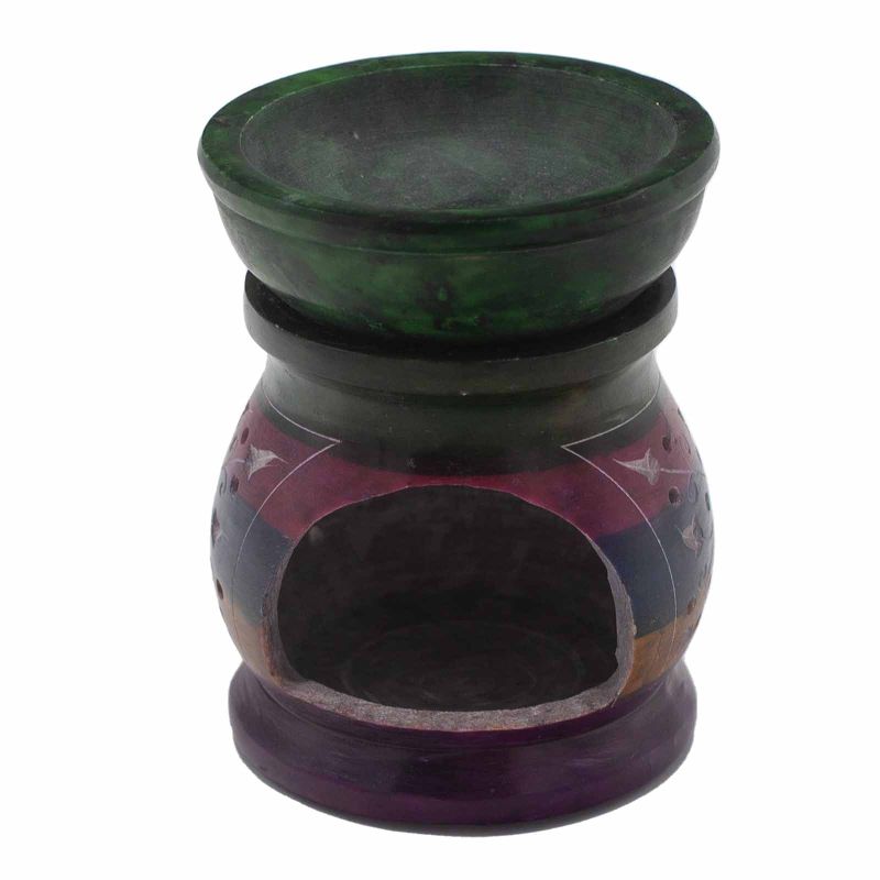 Quemador de Aceite de Esteatita 10cm - Flor de la Vida - Cinco Colores