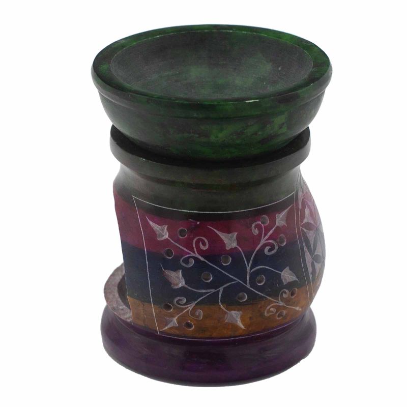 Quemador de Aceite de Esteatita 10cm - Flor de la Vida - Cinco Colores