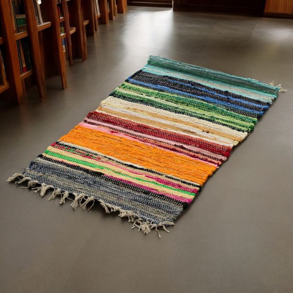 Alfombra de Trapo Grande - 150x90cm - Calidad Premium - Colores del arcoiris