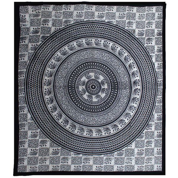 Colcha Doble de Algodón + Tapiz de Pared - Mandala Elefante