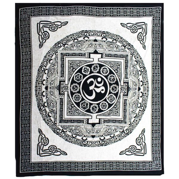 Colcha Doble de Algodón + Tapiz de Pared - OM Mandala