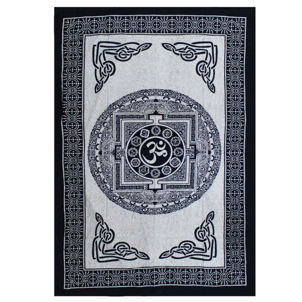Colcha Individual de Algodón + Tapiz de Pared - OM Mandala
