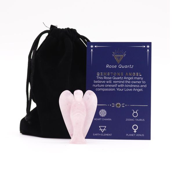 Angel de Piedras Preciosas Tallado a mano - Cuarzo Rosa