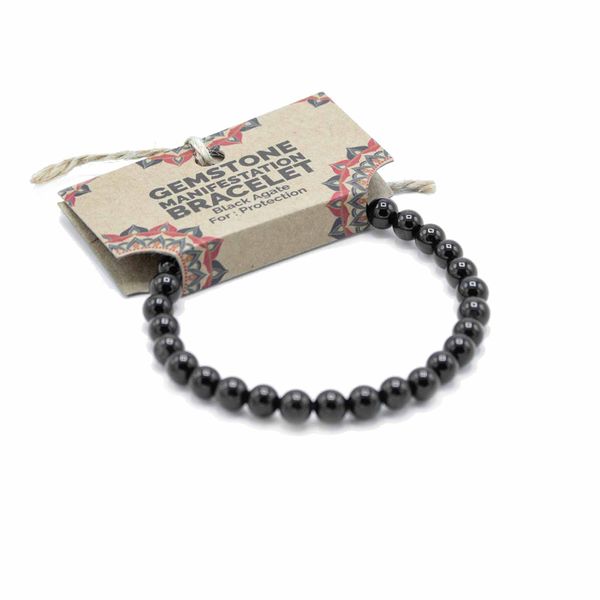 Pulsera Manifestación Piedras Preciosas - Ágata Negra- Protección