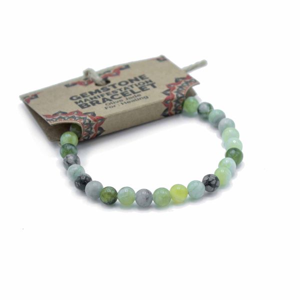 Pulsera Manifestación Piedras Preciosas - Jade Oliva - Curación