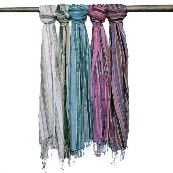 Bufandas Bohemias Indias - 56x183cm  - Colores aleatorios con hilo dorado