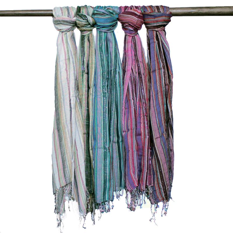 Bufandas Bohemias Indias - 56x183cm  - Colores aleatorios con hilo dorado