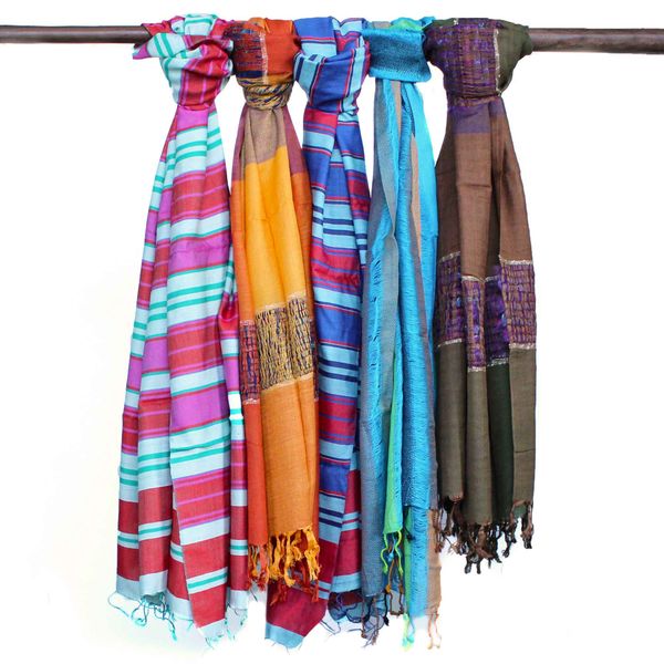 Bufandas Bohemias Indias grandes -  71x183cm - Azules aleatorios