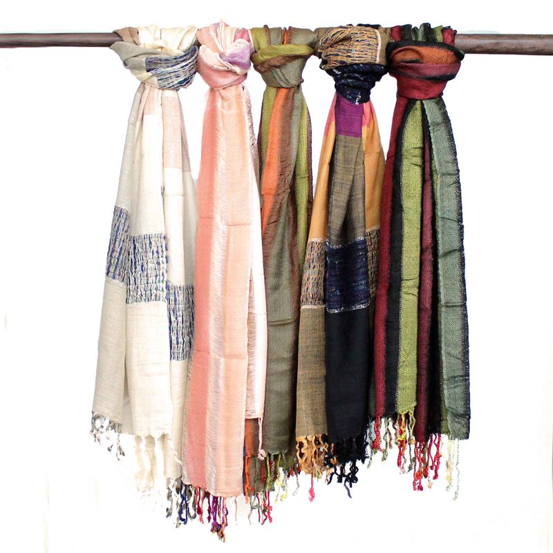 Bufandas Bohemias Indias Grandes - 71x183cm - Verdes al azar
