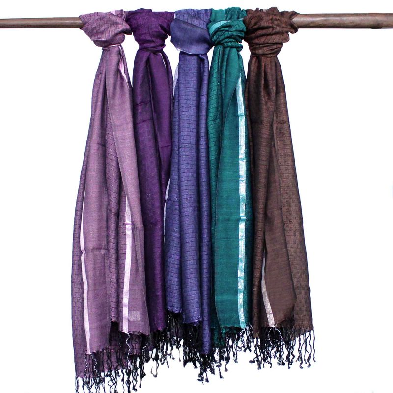 Bufandas Bohemias Indias Grandes -  71x183cm - Colores aleatorios con hilo dorado