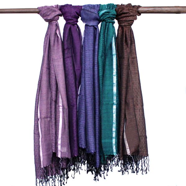 Bufandas Bohemias Indias Grandes -  71x183cm - Colores aleatorios con hilo dorado