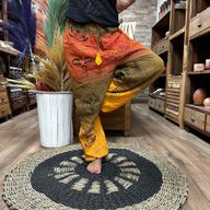 Pantalones para Meditación y Festivales - Estampado Himalaya Cintura Alta - Naranja