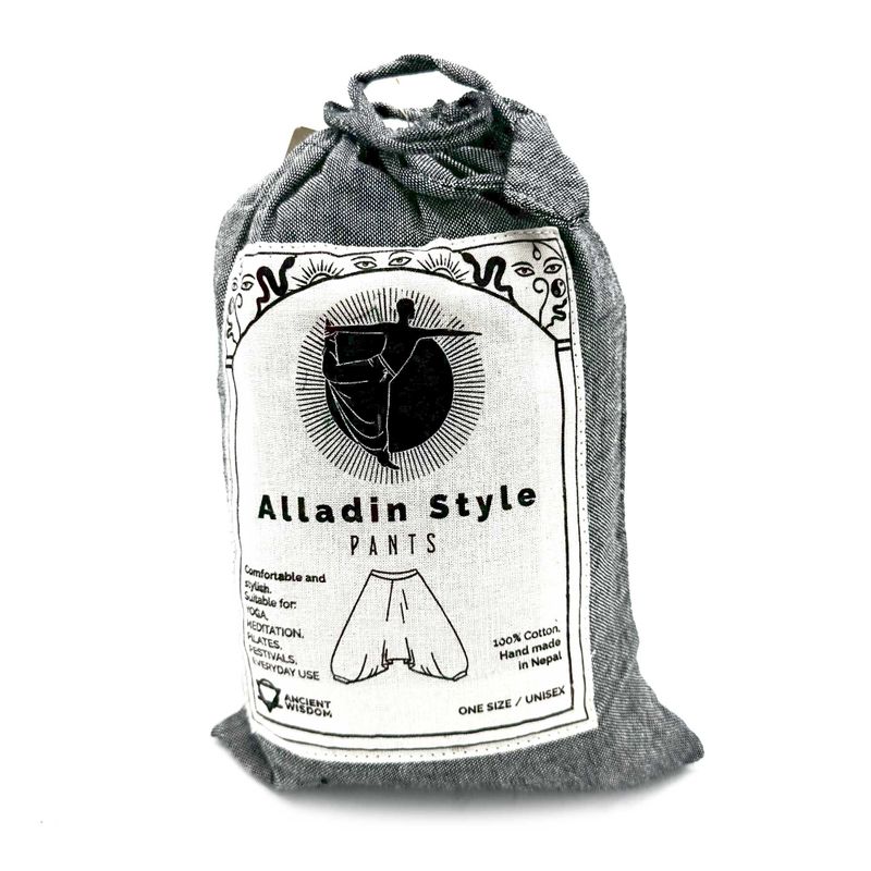 Pantalones para Yoga y Festivales - Estampado Aladino del Himalaya - Gris