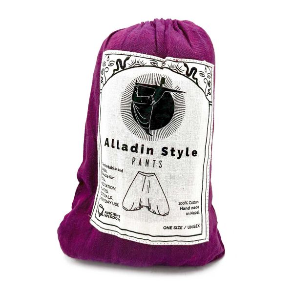 Pantalones para Yoga y Festivales - Estampado Aladino del Himalaya - Morado