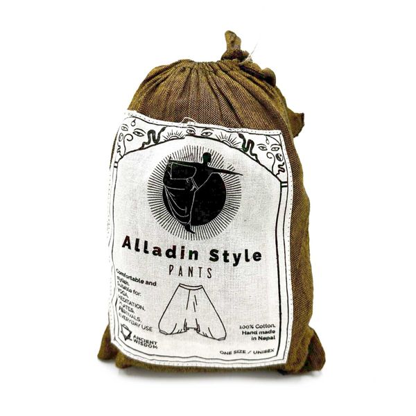 Pantalones para Yoga y Festivales - Estampado Aladino del Himalaya - Naranja