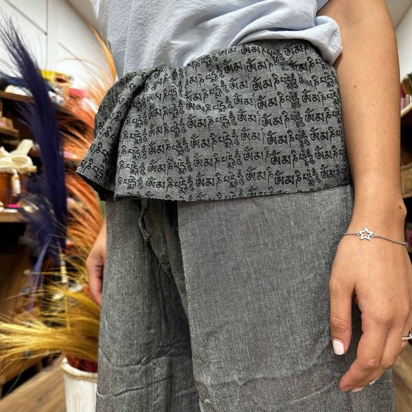 Pantalones para Yoga y Festivales - Pescador Tailandés Mandala Mantra - Gris