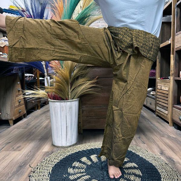 Pantalones para Yoga y Festivales - Pescador Tailandés Mandala Mantra - Naranja