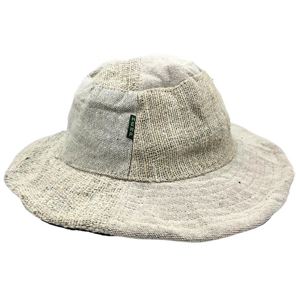 Sombrero de Festival Boho de Cáñamo y Algodón con Parches y Alambres - Natural