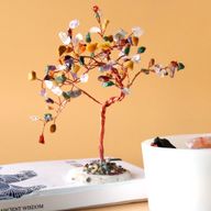 Arbol de piedras preciosas grande: Piedras múltiples sobre base de ágata natural (100 piedras)