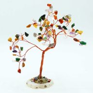Arbol de piedras preciosas grande: Piedras múltiples sobre base de ágata natural (100 piedras)