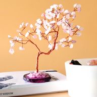 Arbol de piedras preciosas grande: Cuarzo rosa sobre base de ágata rosa (100 piedras)