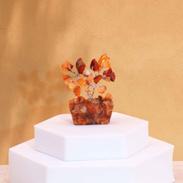 Mini arboles de piedras preciosas sobre base de orgonita - Cornalina (15 piedras)