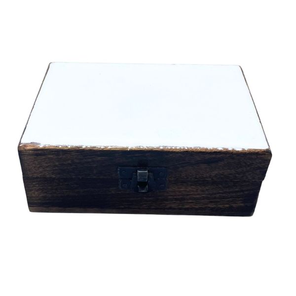 Caja de Madera Esmaltada Mediana - 15x10x6cm - Blanca