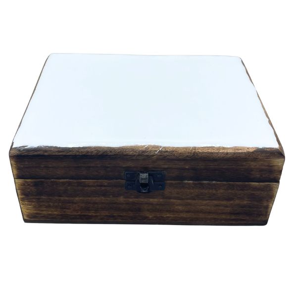 Caja de Madera Grande Esmaltada - 20x15x7.5cm - Blanco