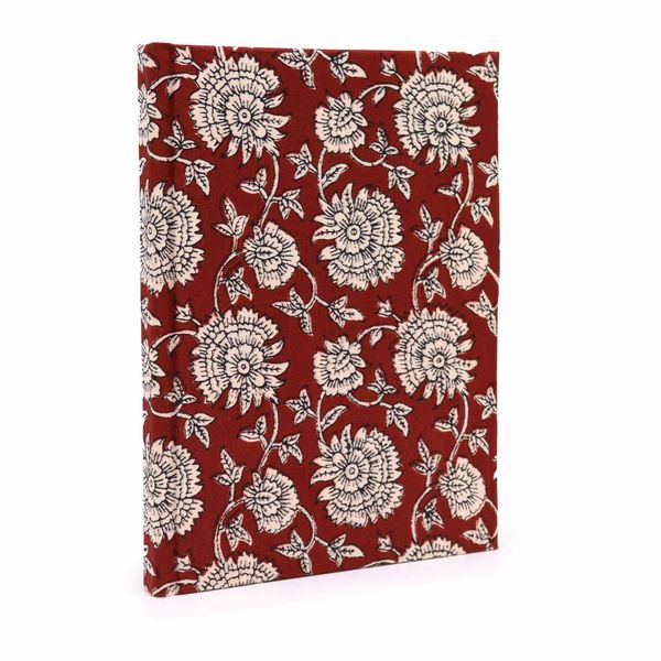 Cuadernos encuadernados en algodon 20x15cm - 96 pag - Floral burdeos